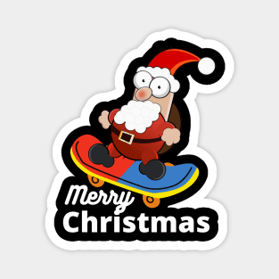 Christmas Skateboarding Santa Magnet