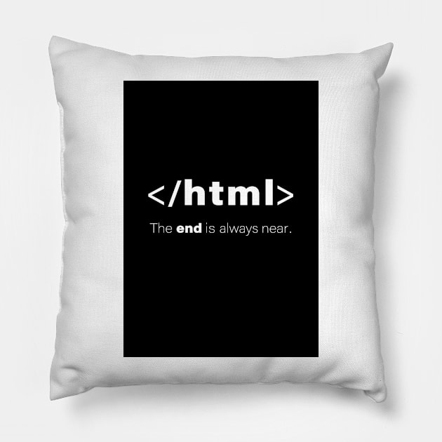 Coding Cards, Graphics Filled With HTML Coding Jokes Pillow by ScienceCorner