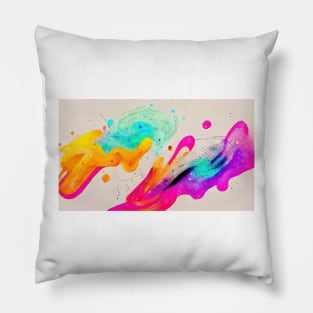 Modern Contemporary Abstract Watercolor Colorful Multicolored Cosmic Splash Galaxy Pillow