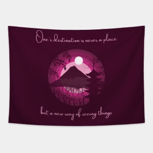 Chureito Pagoda Silhouette Illustration Tapestry