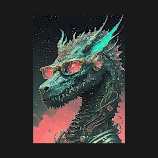 Cyberpunk Glitch Dragon T-Shirt