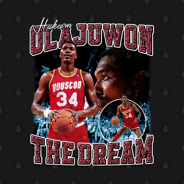 Hakeem Olajuwon The Dream Basketball Legend Signature Vintage Retro 80s 90s Bootleg Rap Style by CarDE