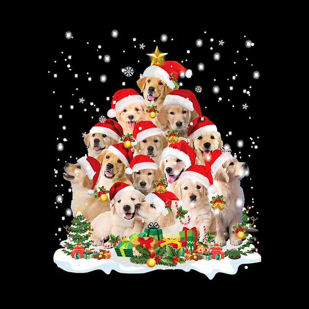 Golden Retriever Christmas Tree Santa Hat Pajama Dog Lover by eldridgejacqueline