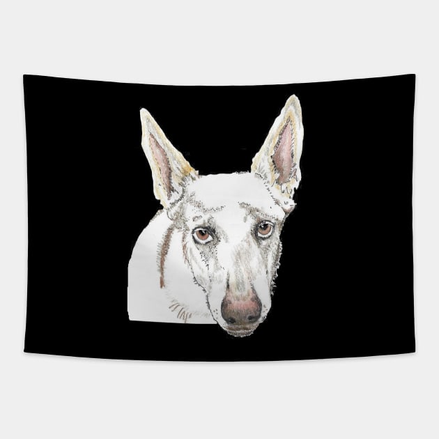 White shepherd SAFFY Tapestry by Dr. Mary