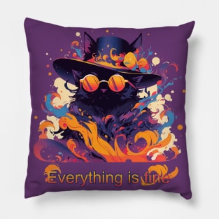 Everything is fine fancy black cat Pillow