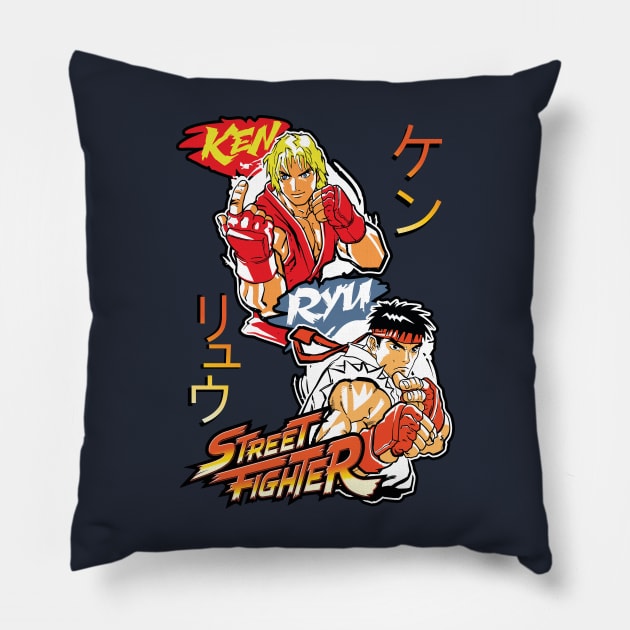 street fighter - Ryu & Ken Pillow by Losen500