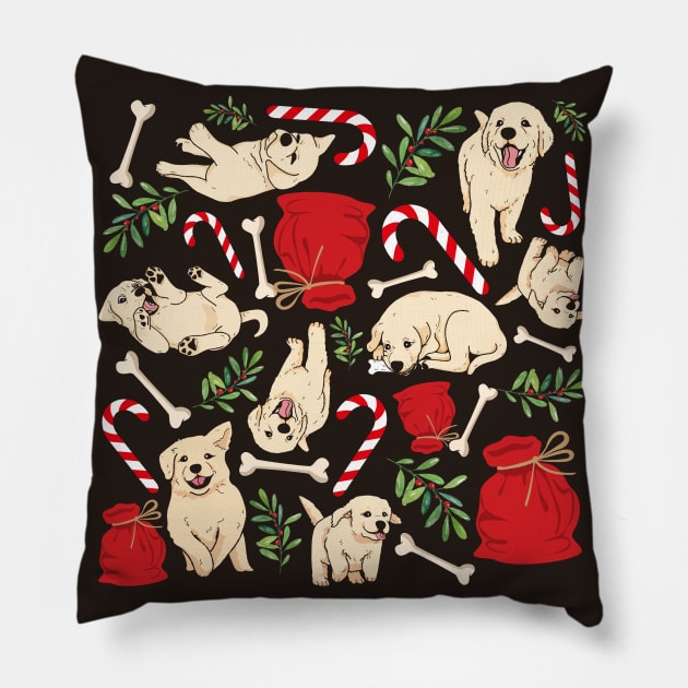 Merry Christmas cute labrador Seasons Greetings Tis The Season To Be Jolly Cutest puppy Pillow by BoogieCreates