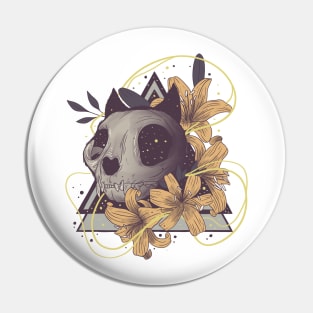 Cat floral skull Pin