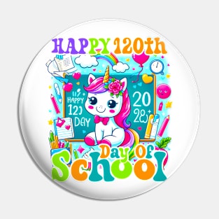 Happy 120th Day Of School Cute Unicorn kids 120 Days Smarter Pin