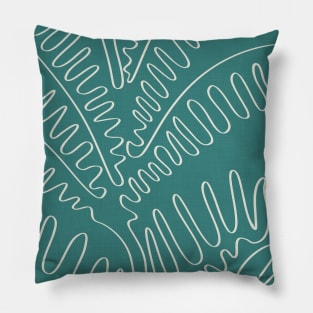 Sage Green Palm Leaves / Line Art Pillow