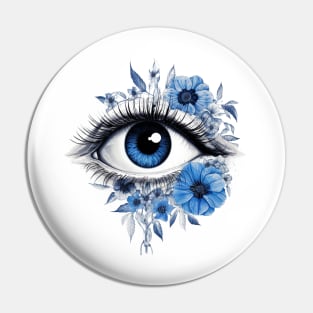 Piercing blue gaze Pin