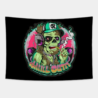 Urban Style Zombie Wearing Headphones smoke and chill out Tapestry