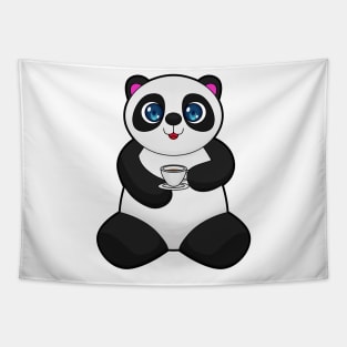 Panda with Cup of Coffee Tapestry