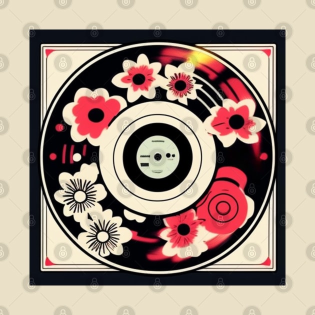 Cute Black and Pink Vintage Retro Aesthetic Flowers Vinyl by musicgeniusart