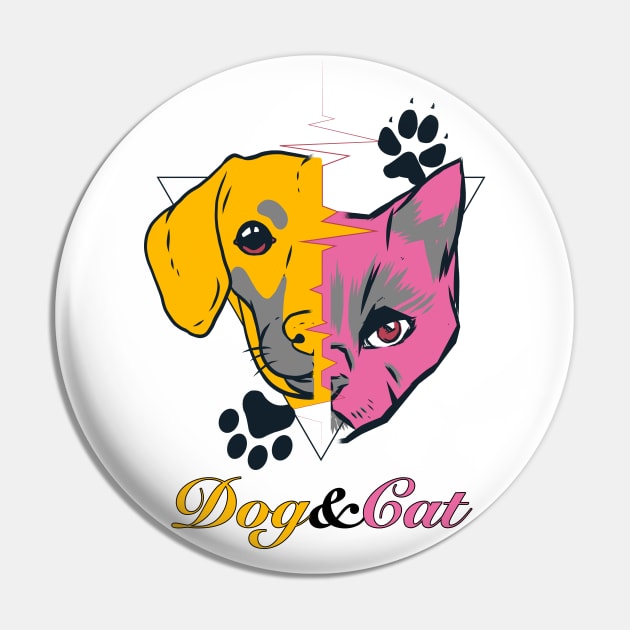 Dog and Cat Pet Drawing Art Pin by Jay's Design