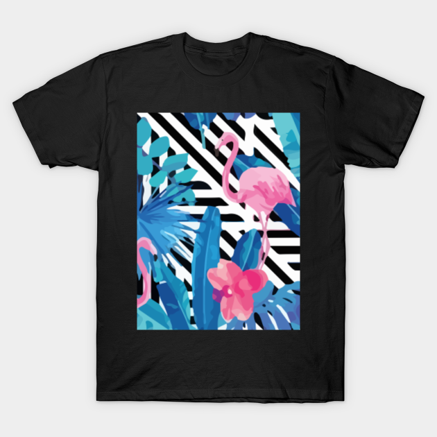 Watercolor Tropic Pink Flamingos Orchid - Watercolor - T-Shirt