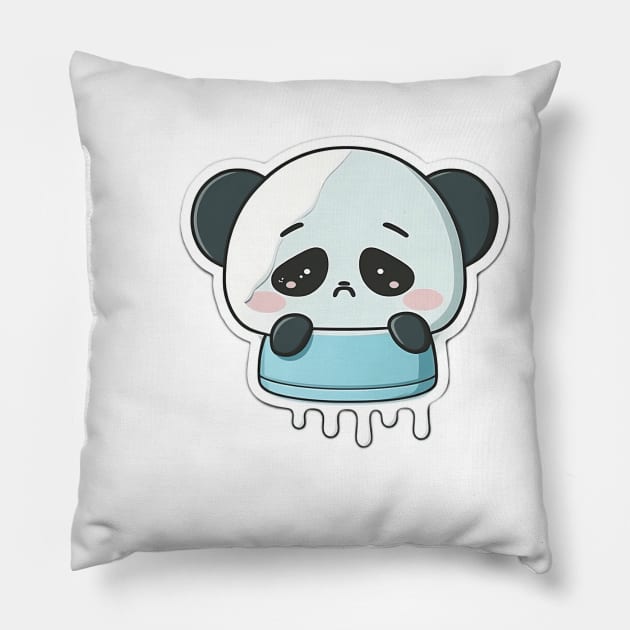 Cute Sad Little Crying Panda Pillow by kiddo200