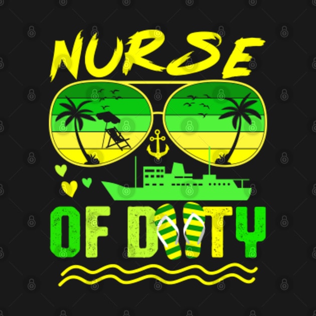 Nurse Off Duty Sunglasses Beach Sunset Palm trees | Summer Vacation by GreenCraft