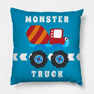 Vector illustration of monster truck with cartoon style. Pillow