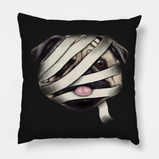 Funny Halloween Mummy Pug Pillow