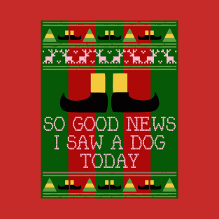 Good News Elf Quote Christmas Knit T-Shirt