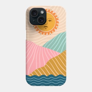 Boho Landscape Retro Sun Phone Case