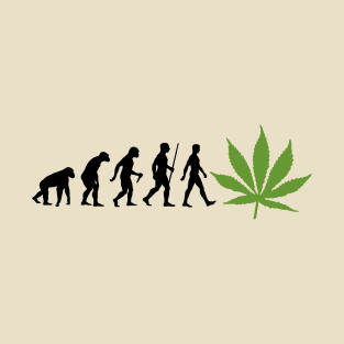 Evolution Of Humans Silhouette - Marijuana Weed Leaf 1 T-Shirt