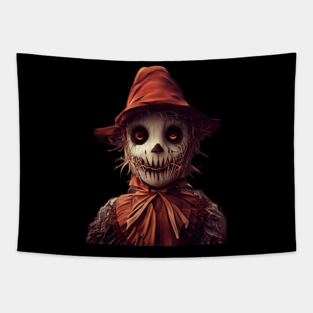 Spooky Scarecrow Halloween Scary Design Tapestry by JustPick