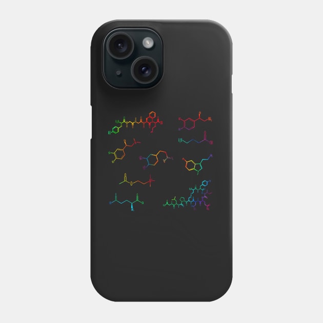 Neurotransmitters Happy Chemicals Tie Dye Sticker Sheet Phone Case by GrellenDraws