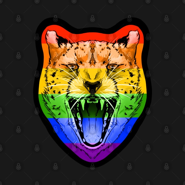 illustrated CHEETAH PRIDE series (gay pride flag) rainbow ROYGBIV by illustratelaw