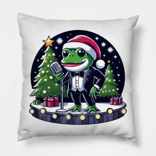 Singing Frog Christmas Pillow