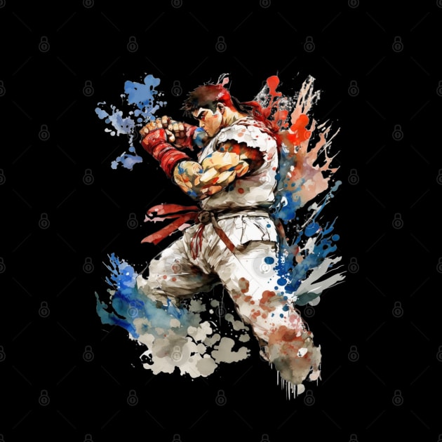 Ryu from Street Fighter - Watercolor Design by Labidabop