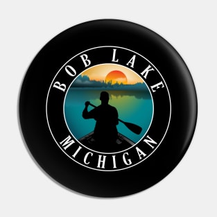 Bob Lake Canoeing Michigan Sunset Pin