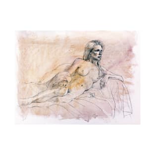 Joanna reclining ~ mixed media T-Shirt