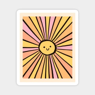 Sun Cute Face Retro 70s Boho Magnet