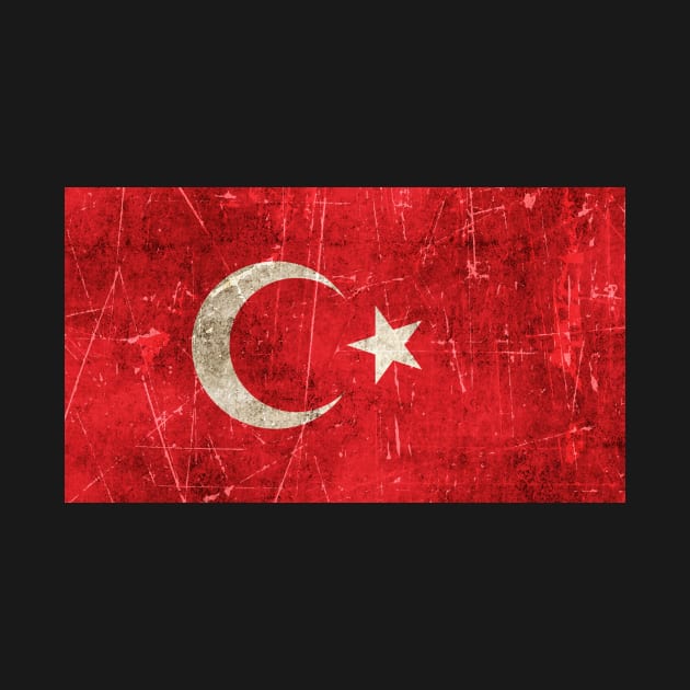 Vintage Aged and Scratched Turkish Flag by jeffbartels