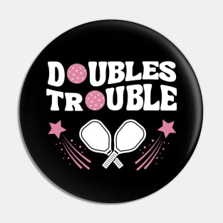 Pink Doubles Trouble Pickleball Partner Tournament Pin