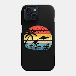 Bigfoot Surfing on Tropical Beach Vintage Summertime Surfer Phone Case