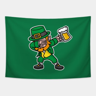 Dab dabbing leprechaun St. Patrick's day pint beer Tapestry