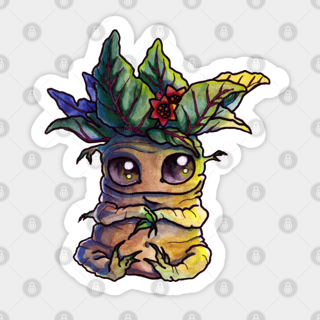 Watercolor drawing " Baby Mandrake" (Mandragora) - Baby Mandrake - Sticker