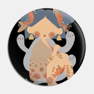 Cute Minimalistic Geisha Design | Handmade Geisha Design | Digitally Illustrated Design Pin