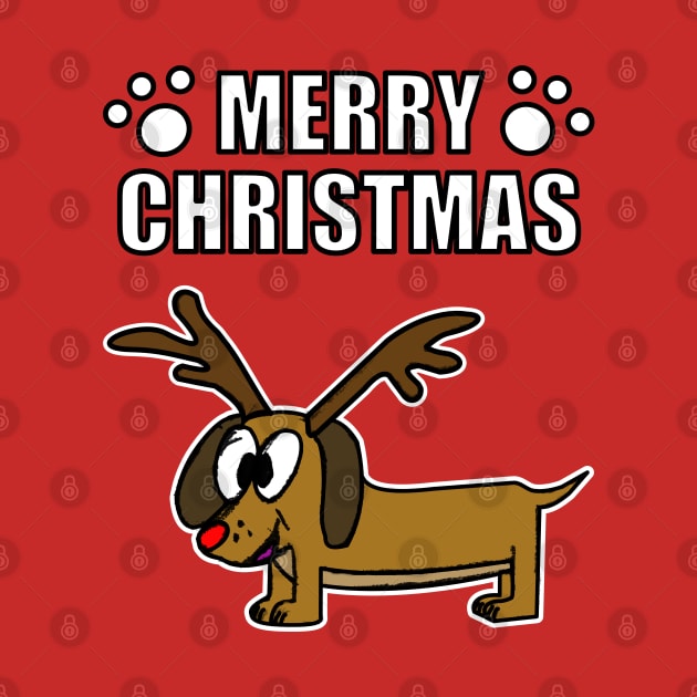 Merry Christmas 2020 Dachshund Dog Rudolf Funny by doodlerob