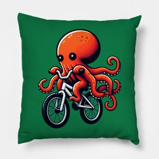 Red Octopus on a Bike Pillow