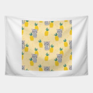 Cute pineapple cat pattern Tapestry