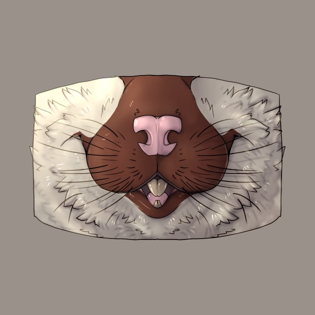 Brown-Blazed White Rat Mask by Acteus