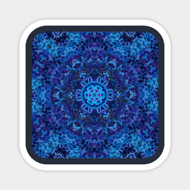 Deep Blue Dive Kaleidoscopic Mandala Number 1 Magnet by SpotterArt