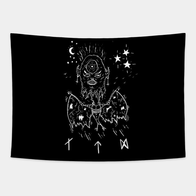 Ding Bat black and white version Tapestry by LookAtMyDoodle