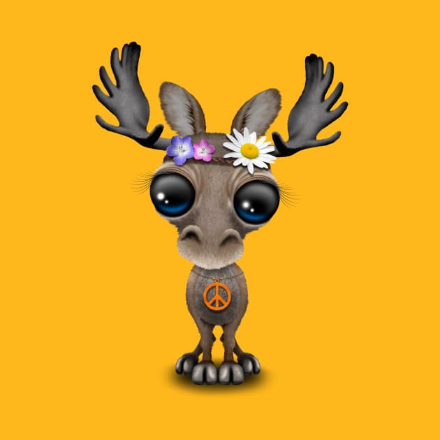 Cute Baby Moose Hippie by jeffbartels