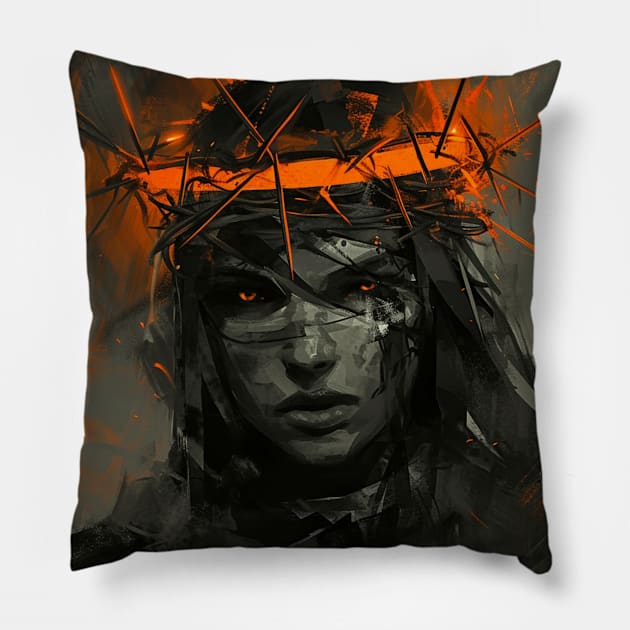 The Martyr In Crown Of Thorns Pillow by Nightarcade