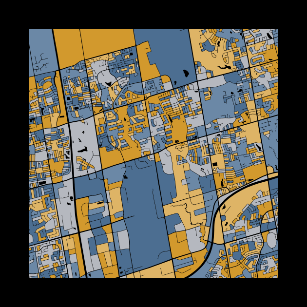 Vaughan Map Pattern in Blue & Gold by PatternMaps